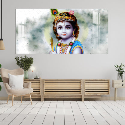 Bal Shree Krishna Acrylic Wall Art - 35.5X17.4 Inch / 3MM