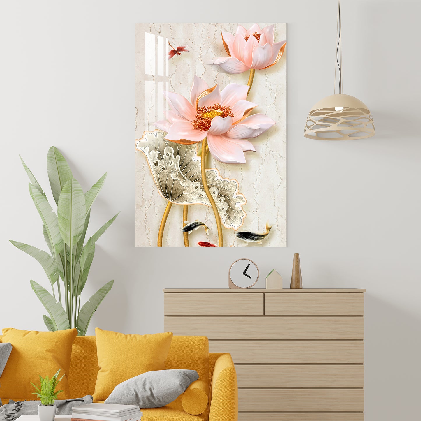 Peach Blooming Flowers Acrylic Wall Art