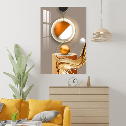 Abstract Orange & White Ball Acrylic Wall Art