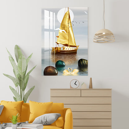 Golden Ship Acrylic Wall Art