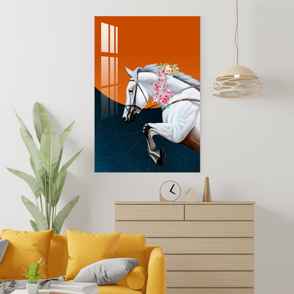 Beautiful White Horse Acrylic Wall Art