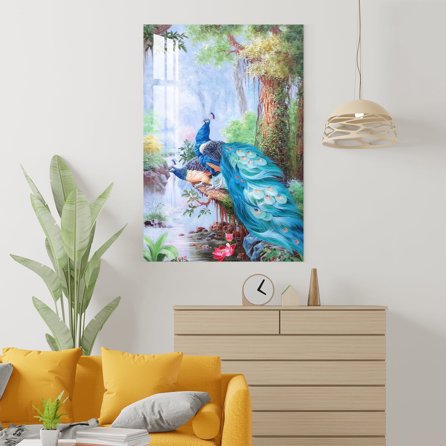 Peacock on The River Bank Acrylic Wall Art