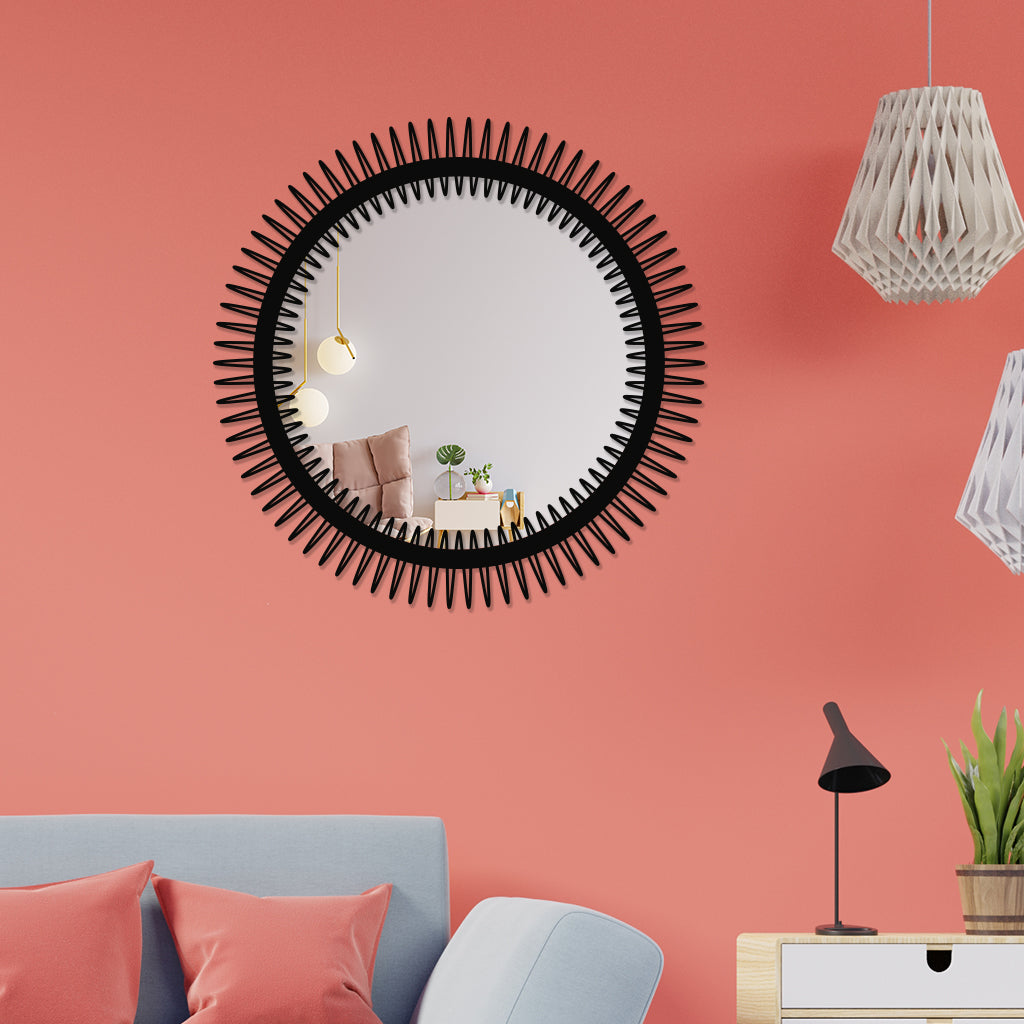 Contemporary Round Metal Wall Mirror