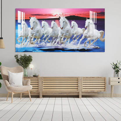 Seven White Horses Acrylic Wall Art