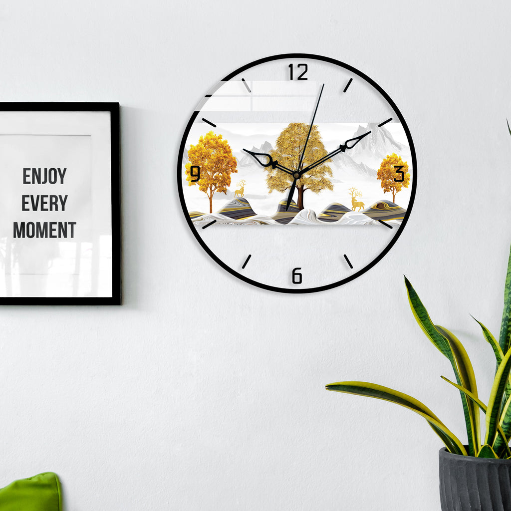 Golden Vibes Printed Acrylic Wall Clock