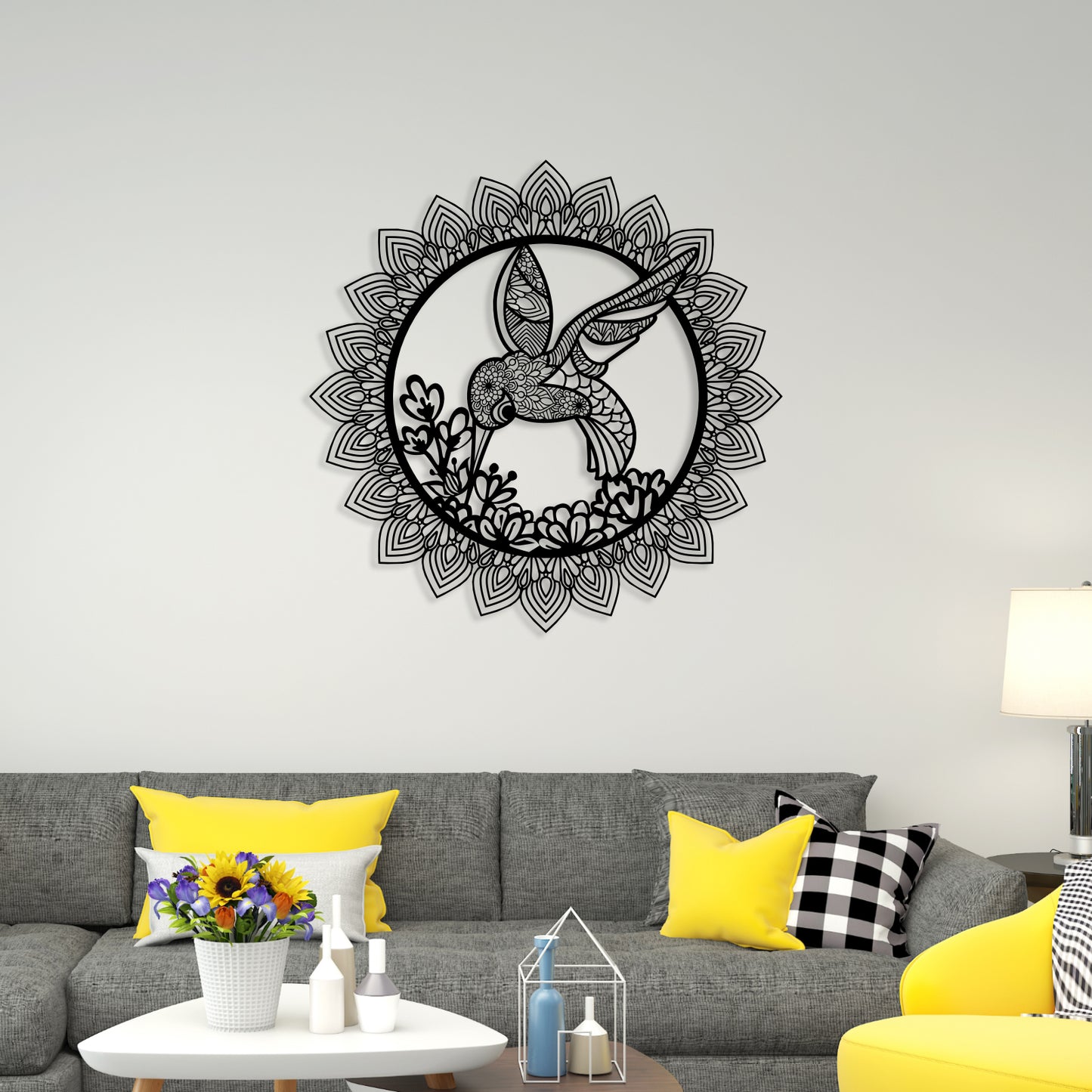 Sunflower Bird Metal Wall Art