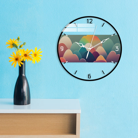 Abstract Oval Shaped Printed Acrylic Wall Clock