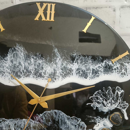 Black Beach View Epoxy Resin Wall Clock