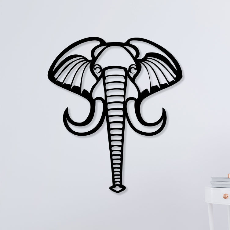 Elephant Face Metal Wall Art