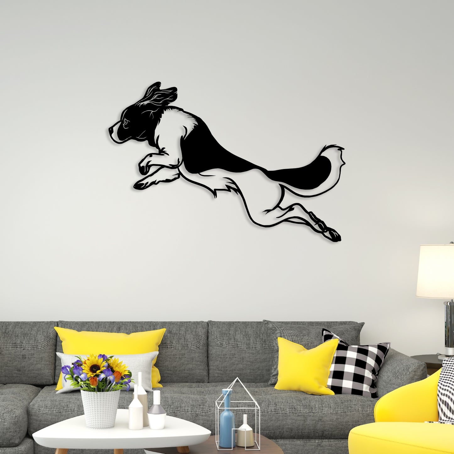 Jumping Dog Metal Wall Art