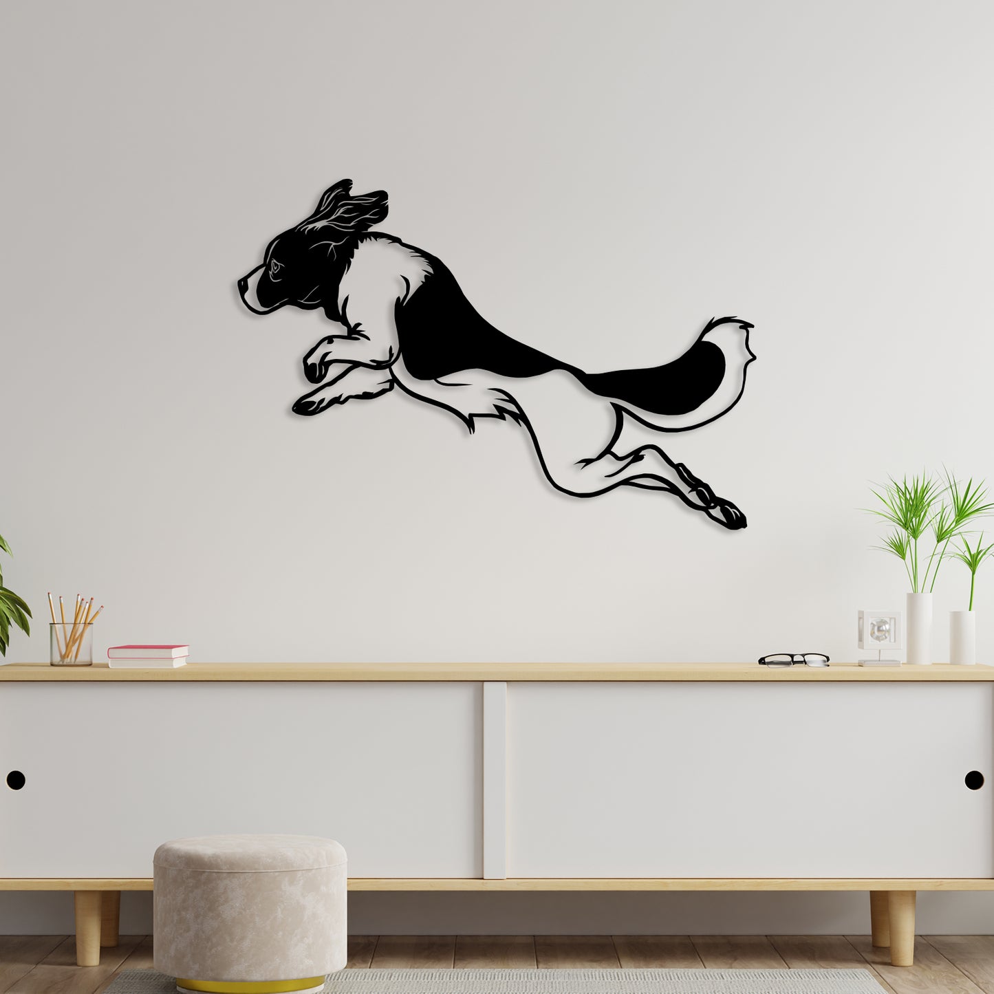 Jumping Dog Metal Wall Art