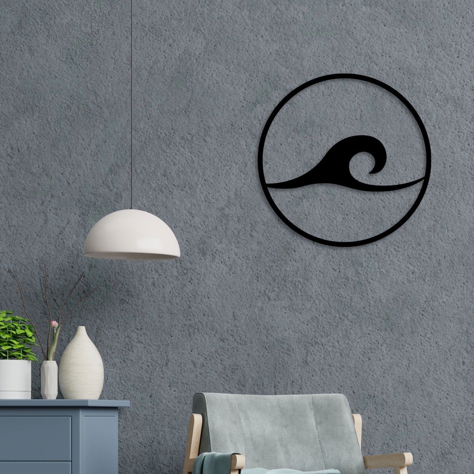 Wave In Circle Metal Wall Art