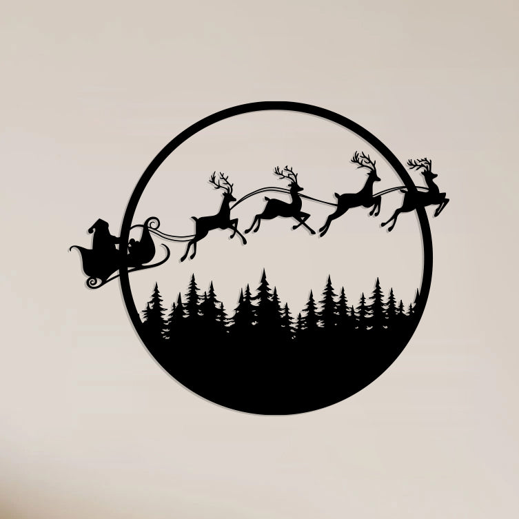 Reindeer Ride Metal Wall Art