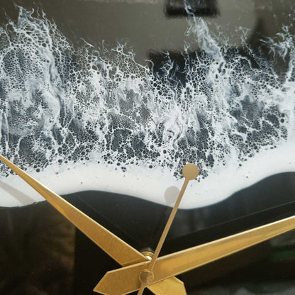 Black Beach View Epoxy Resin Wall Clock