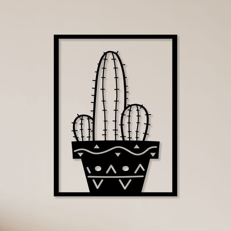 Cactus In Pot Metal Wall Art