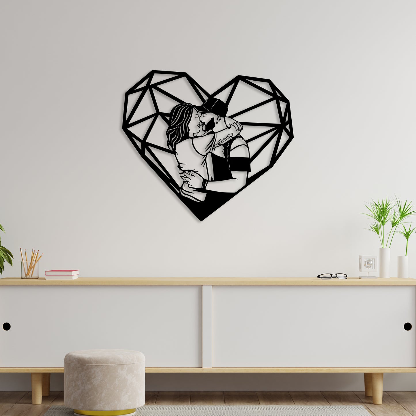 Couple With Heart Metal Wall Art