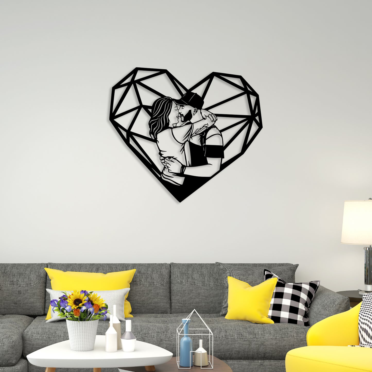 Couple With Heart Metal Wall Art