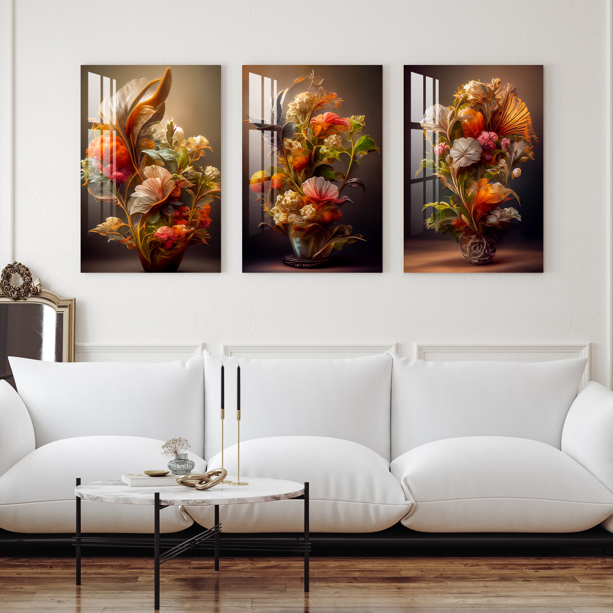 Vase of Flowers Acrylic Wall Art (Set of 3)