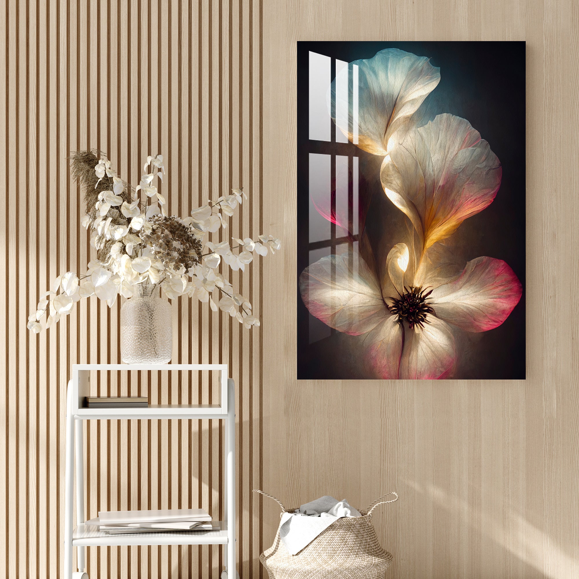 White & Pink Flower Acrylic Wall Art