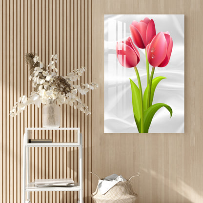 Red Tulips Acrylic Wall Art