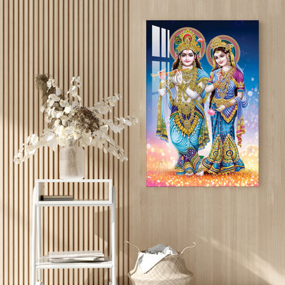 Decorated Krishna & Radha Acrylic Wall Art