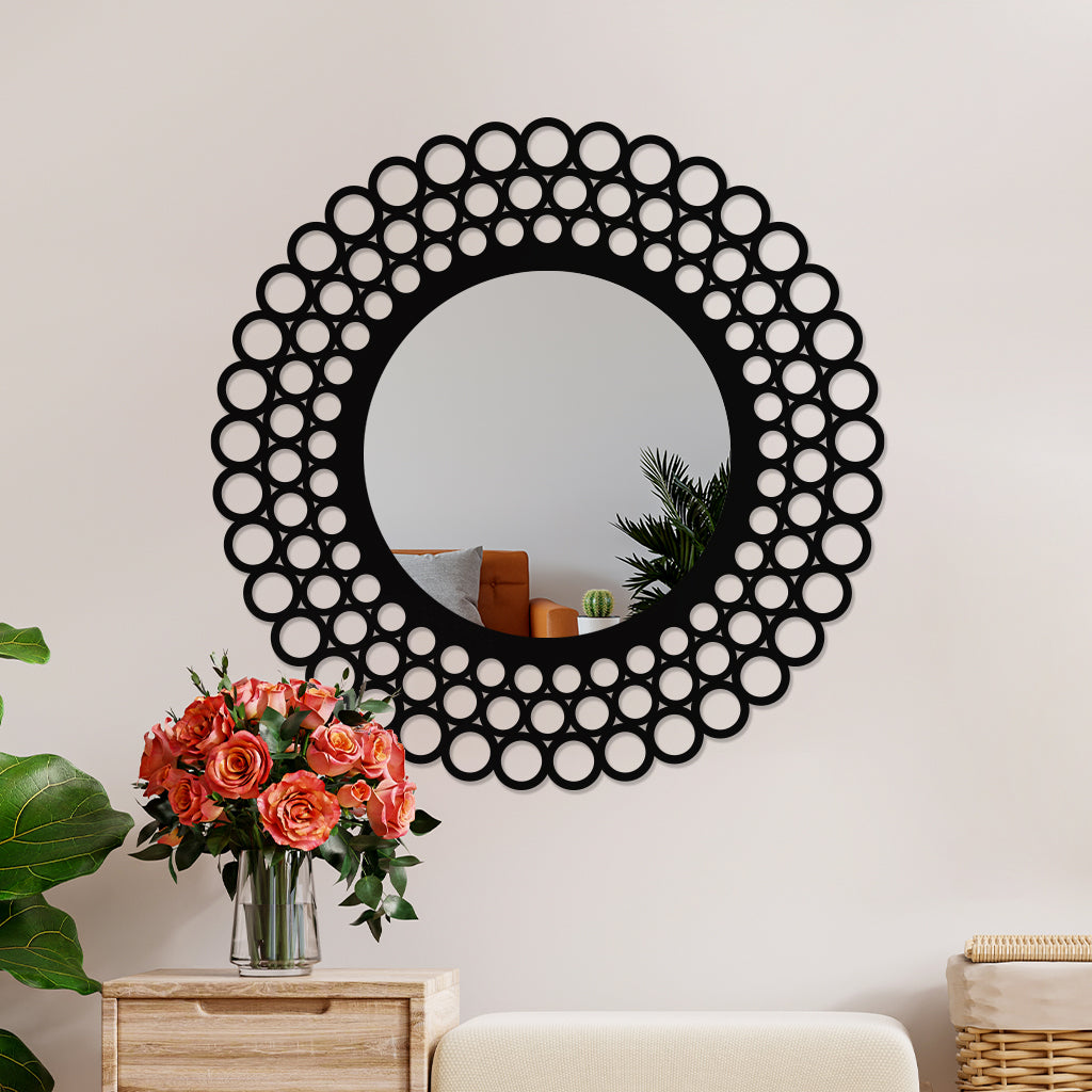 Pebble Style Round Metal Wall Mirror