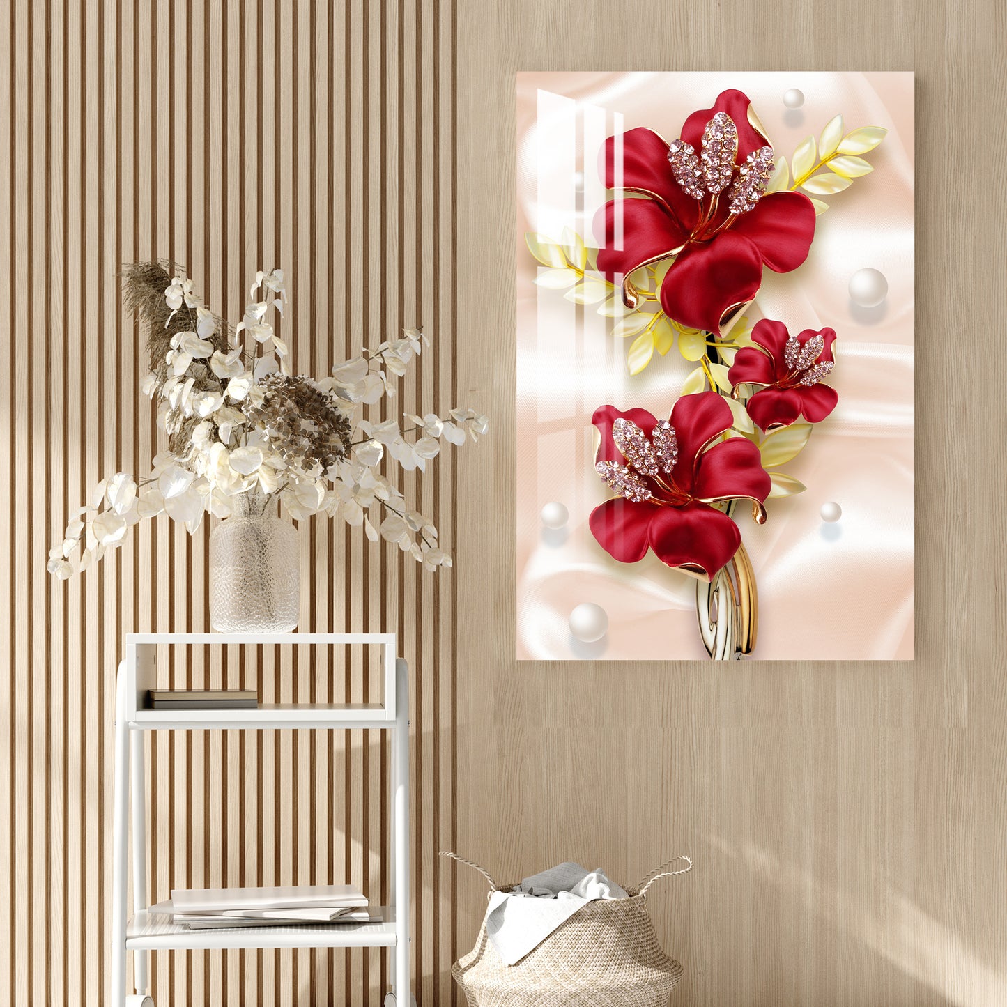 Red Flower Bouquet Acrylic Wall Art