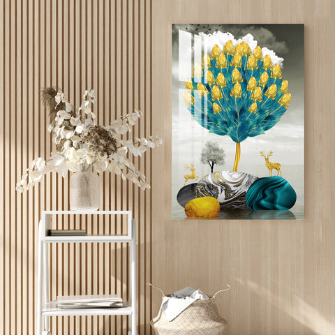 Blooming Golden Tree Acrylic Wall Art