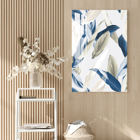 Blue & White Feather Acrylic Wall Art