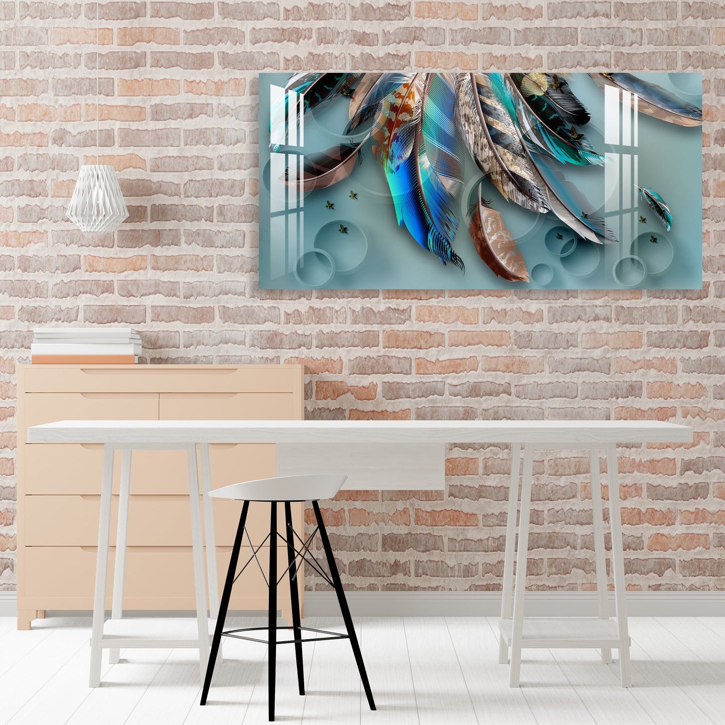 Feather of Fortune Acrylic Wall Art - 29.5X14.5 Inch / 3MM