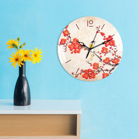 Blooming Flowers Printed Acrylic Wall Clock