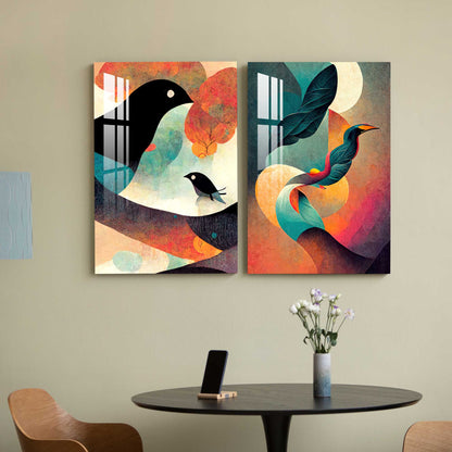 Evening Birds Acrylic Wall Art (Set Of 2)