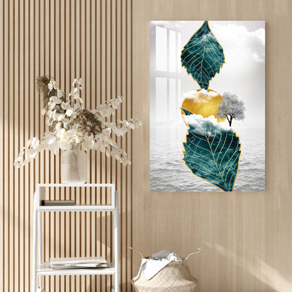 Leaves with Sun Acrylic Wall Art