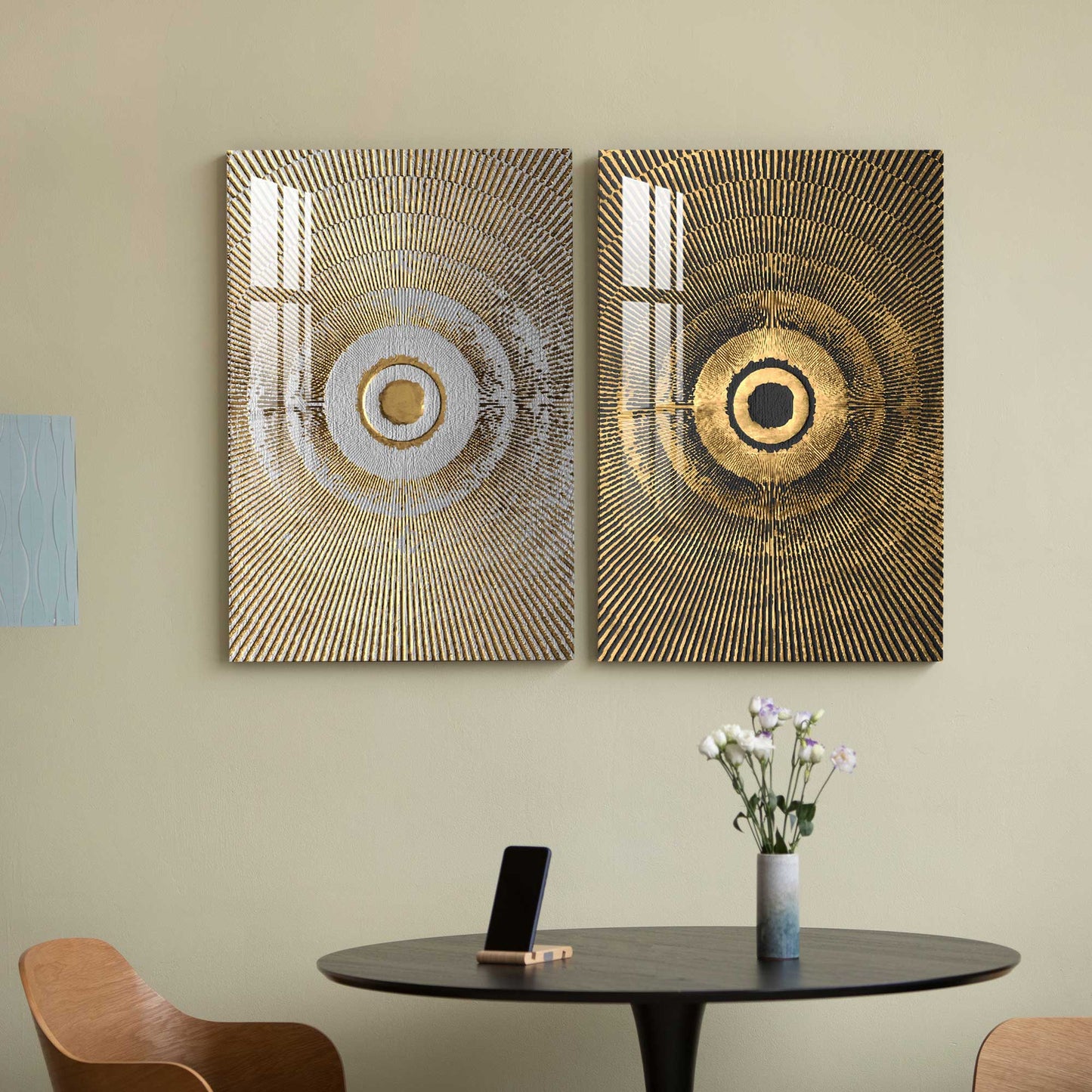 Creative Golden Landscape Acrylic Wall Art (Set Of 2)