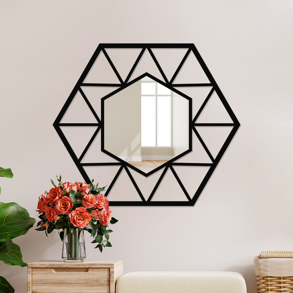 Hexagonal Shaped Metal Wall Mirror