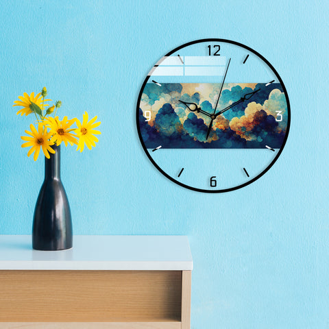 Colorful Clouds Printed Acrylic Wall Clock