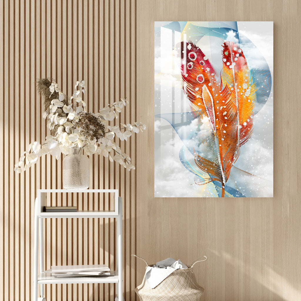 Shades of Golden Feather Acrylic Wall Art