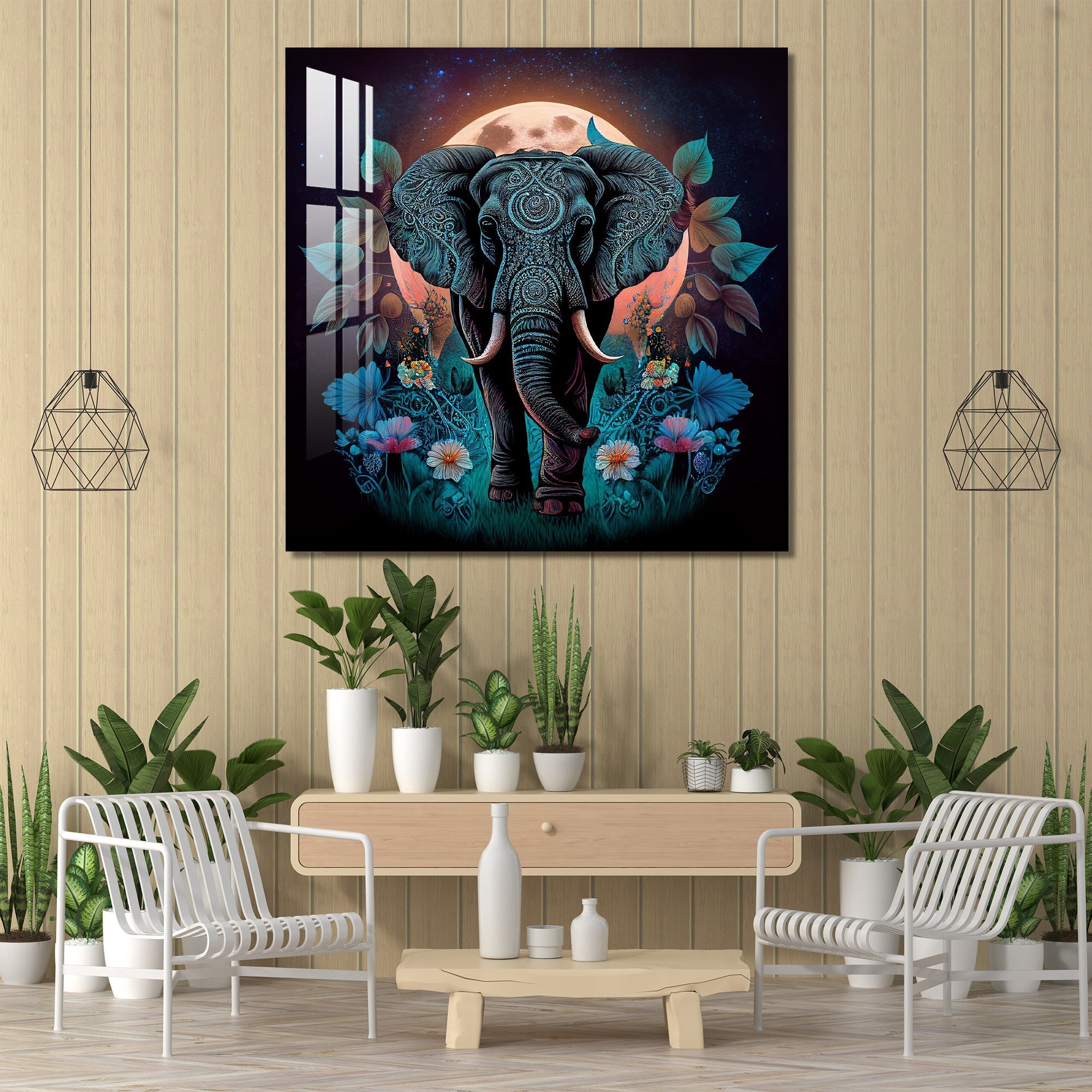 Decorated Elephant Acrylic Wall Art - 30X30 inches / 8MM (Premium)