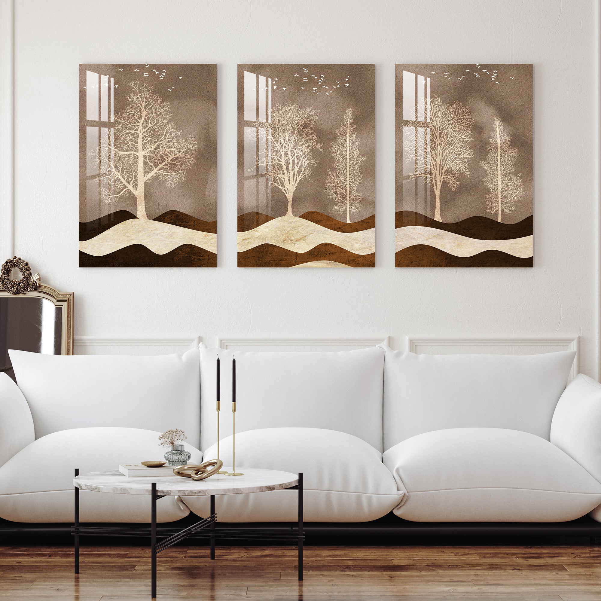 Decidious Trees Acrylic Wall Art (Set of 3)