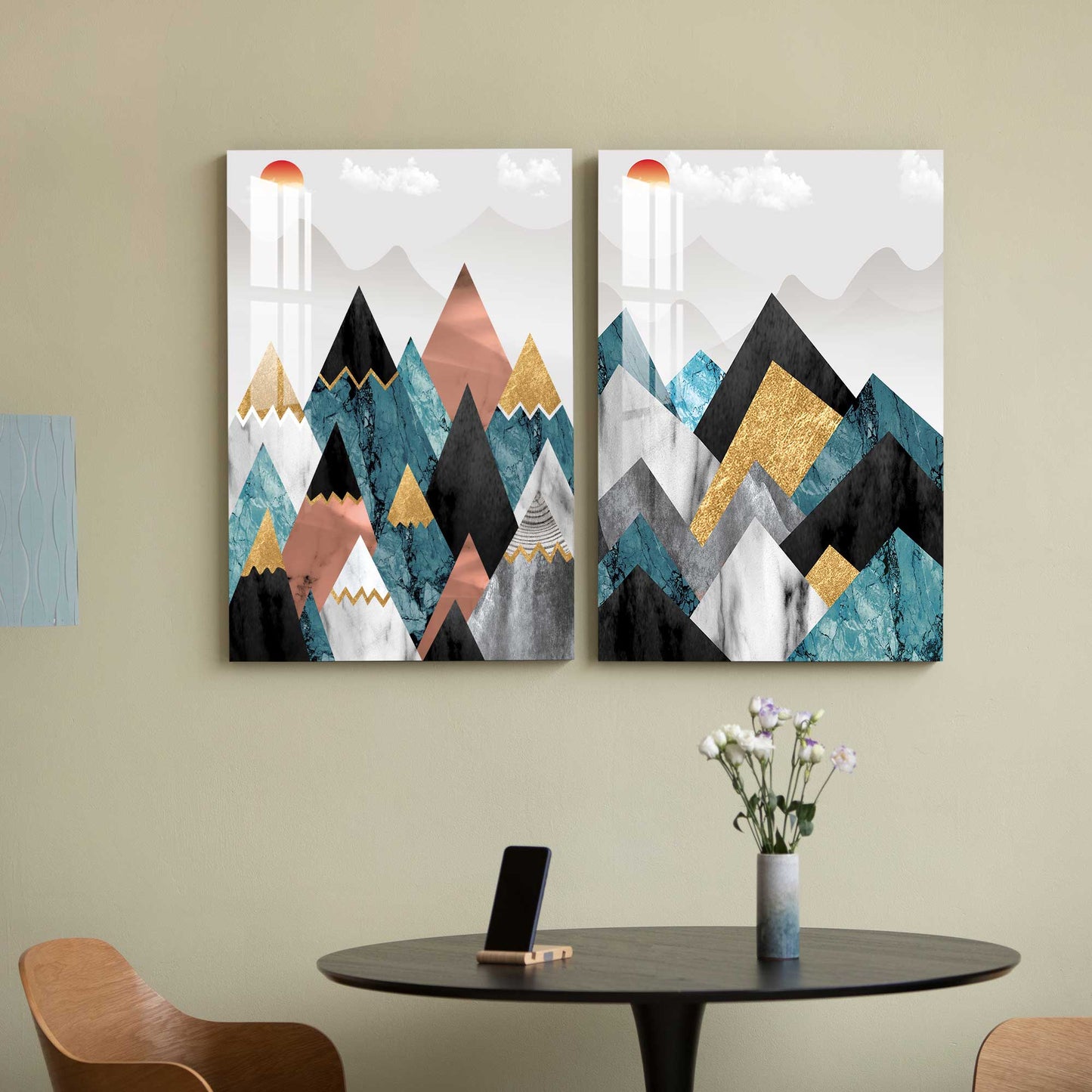 Sharp Peaks Acrylic Wall Art (Set Of 2)