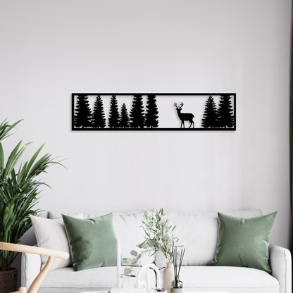 Deer in Forest Metal Wall Art