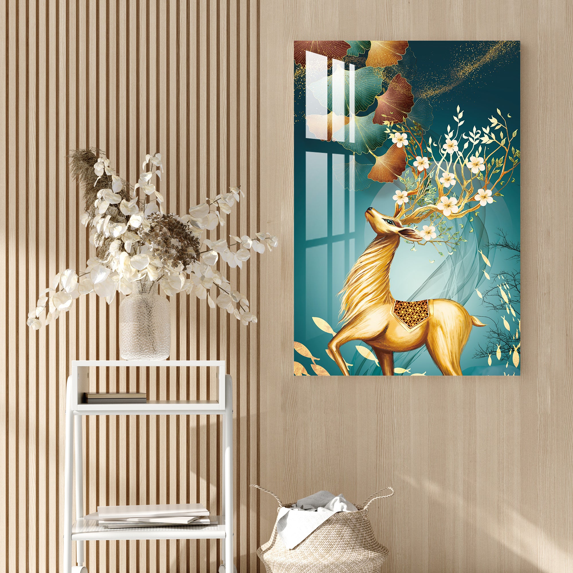 Surrealistic Floral Deer Acrylic Wall Art
