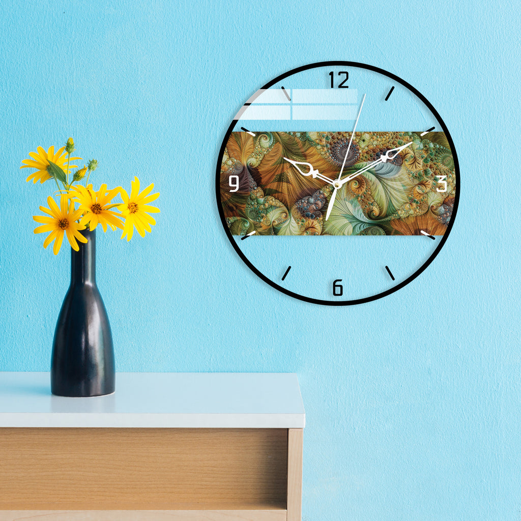 Pearl Studded Printed Acrylic Wall Clock
