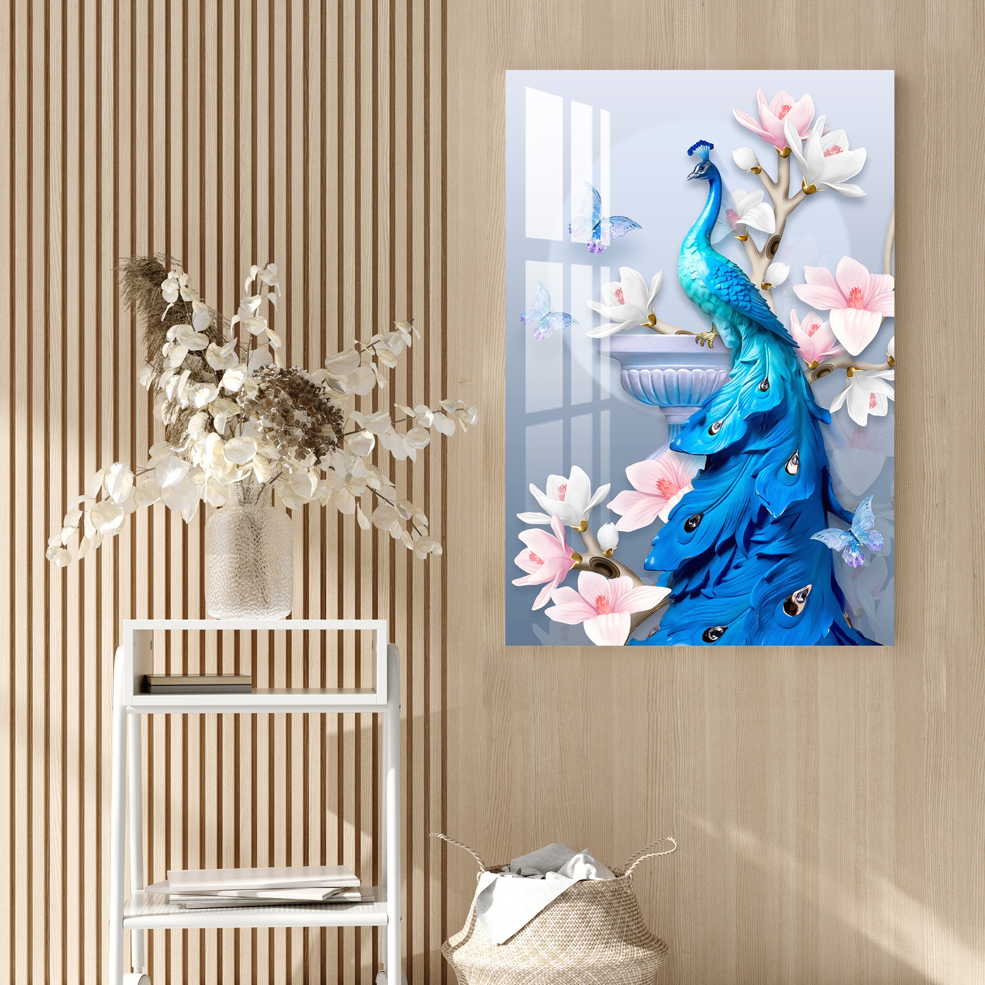 Unique Blue Feather Peacock Acrylic Wall Art