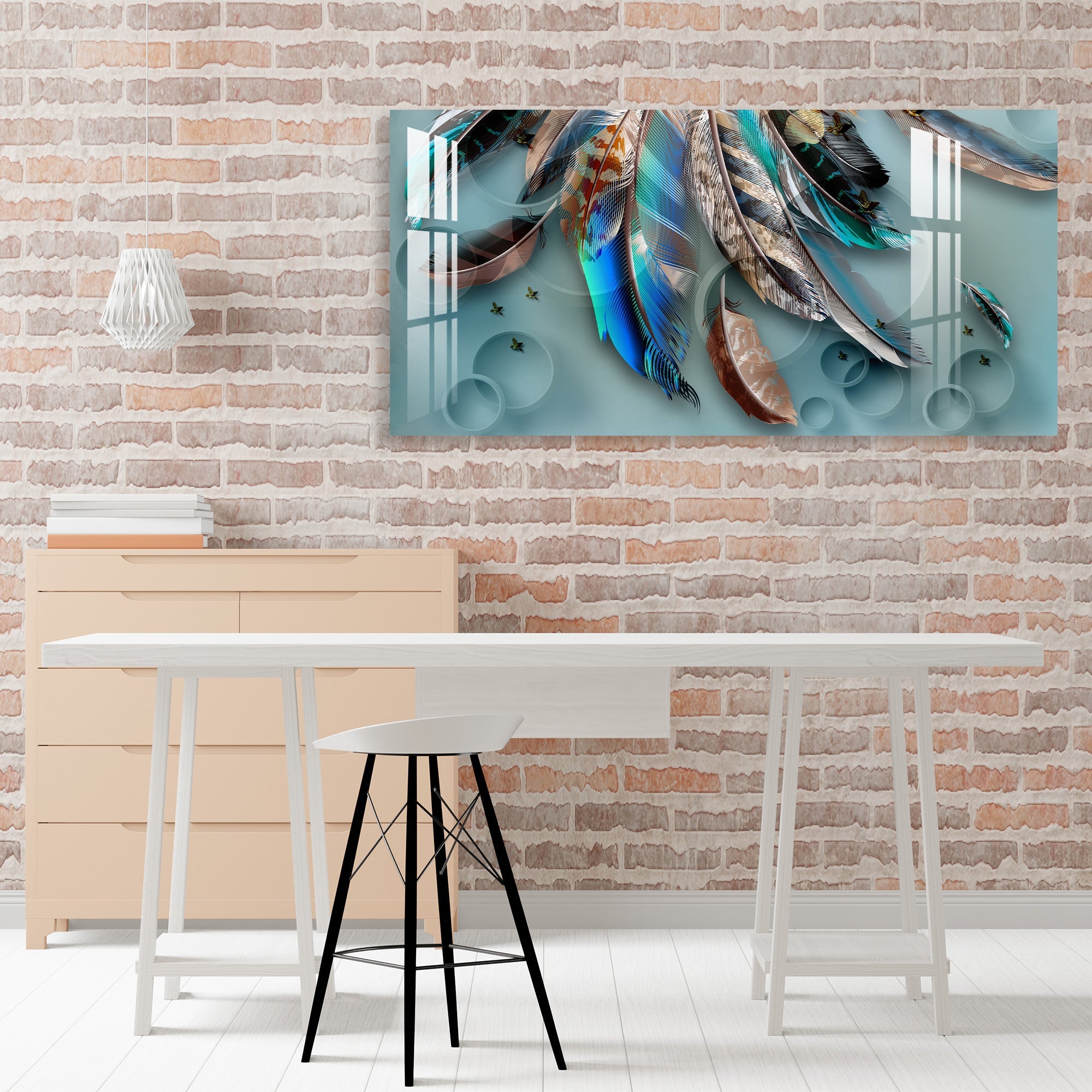 Feather of Fortune Acrylic Wall Art - 29.5X14.5 Inch / 5MM