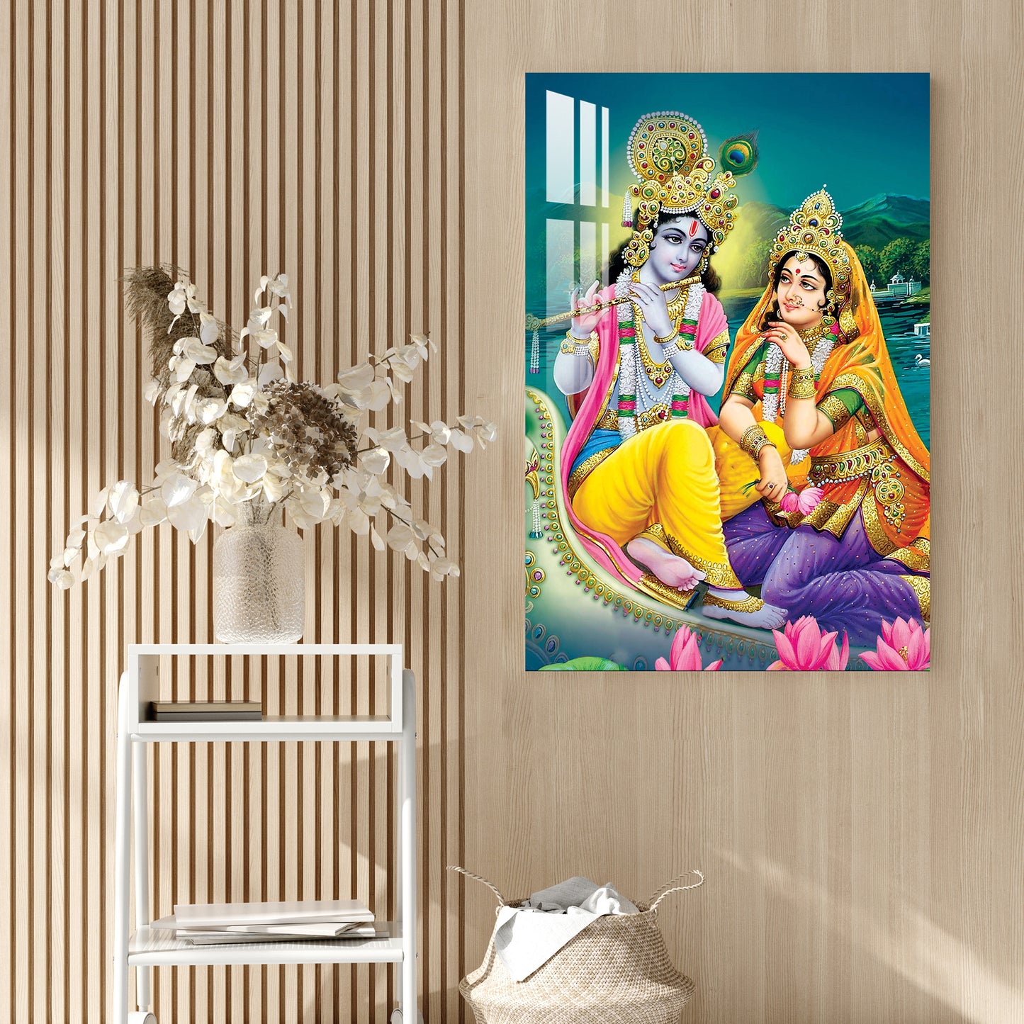 Radha Krishna on River Bank Acrylic Wall Art