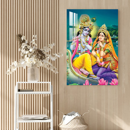 Radha Krishna on River Bank Acrylic Wall Art