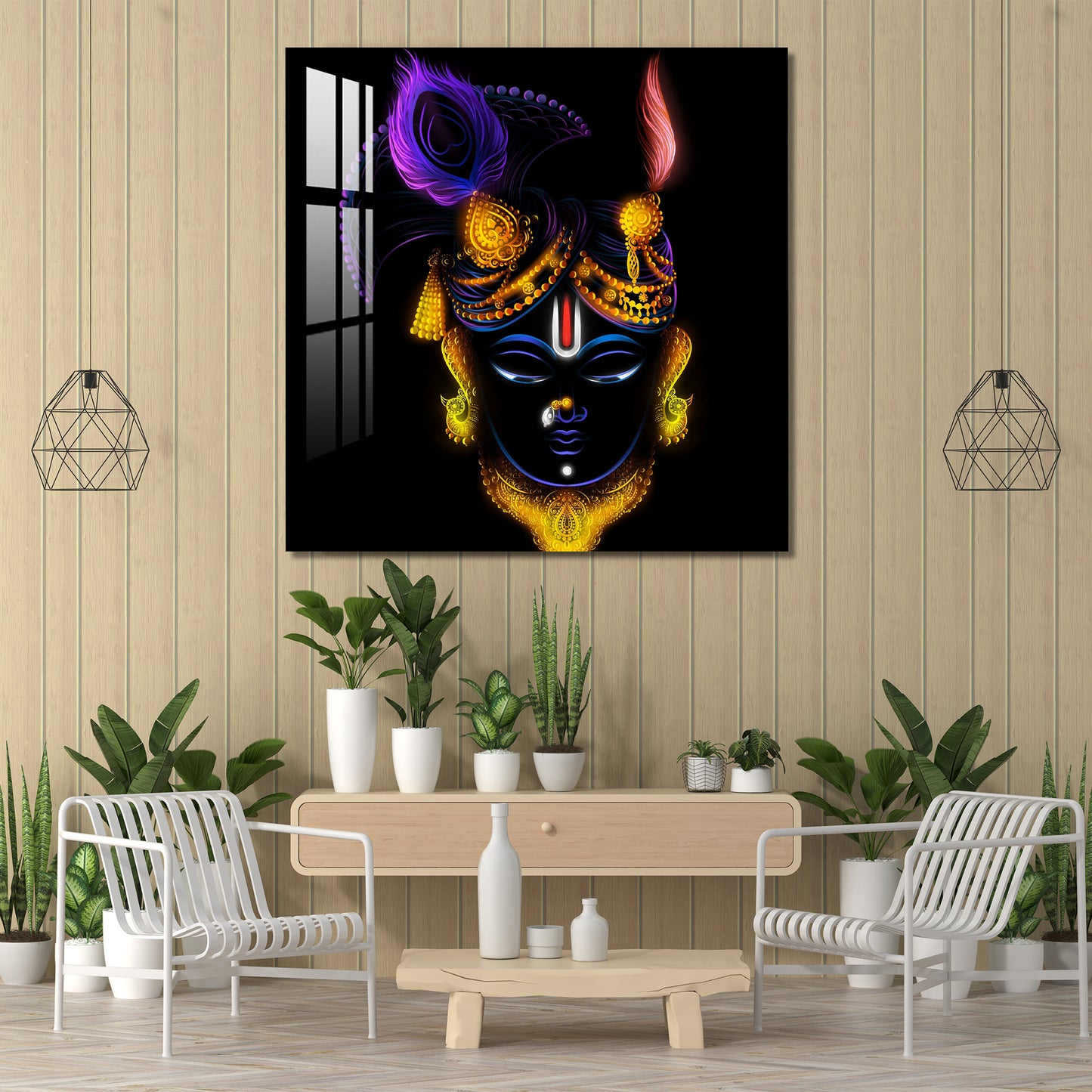 Glowing Shreenathji Acrylic Wall Art