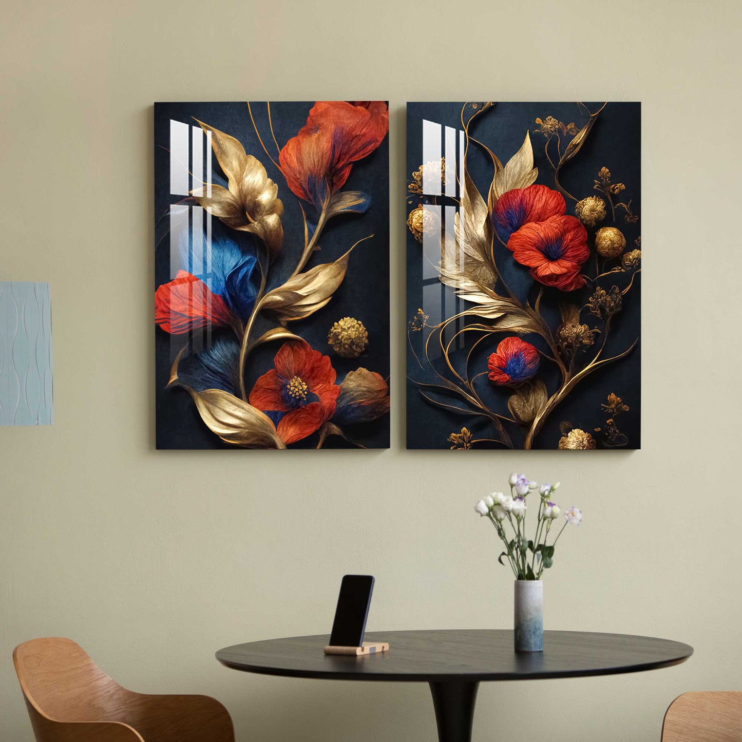 Colorful Abstract Flower Acrylic Wall Art (Set Of 2)