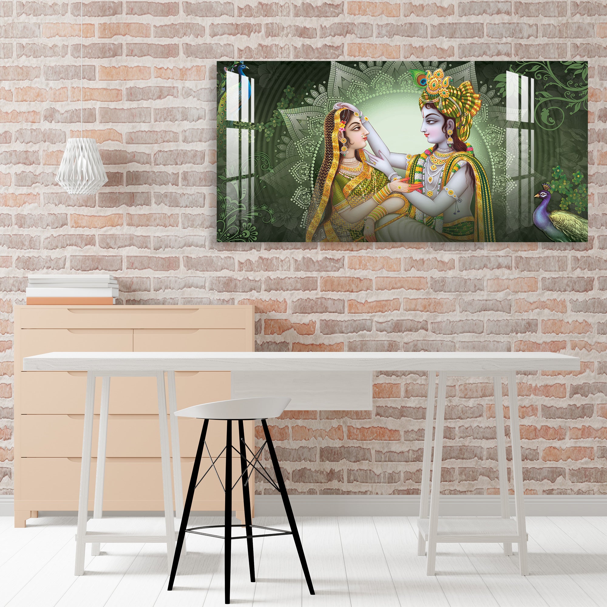 Sitting Radha Krishna Acrylic Wall Art